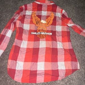 Harley-Davidson Women’s  Red and White Plaid Shirt